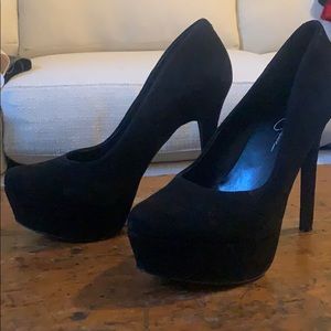 Black Suede Platform Heels
